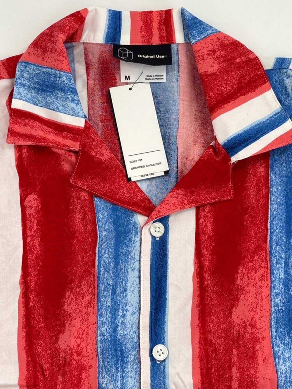 Original Use Red, Blue & White Striped Boxy Memorial Day Shirt - Picture 4 of 7